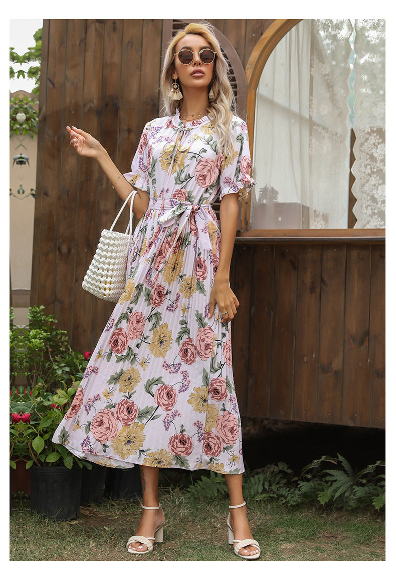 Maybelle Printed Pleated Midi Dress