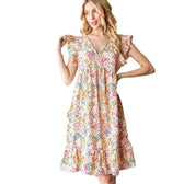 Floral V-Neck Flutter Sleeve Tiered Mini Dress 5