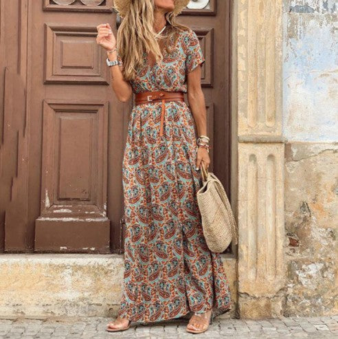 Zahira Exclusive Women's Floral Maxi Dress with High Side Slit Evening Wear Edit