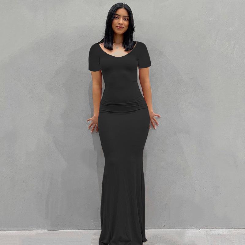 Scoop Neck Spaghetti Strap Bodycon Mermaid Maxi Dress 28