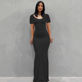 Scoop Neck Spaghetti Strap Bodycon Mermaid Maxi Dress 28