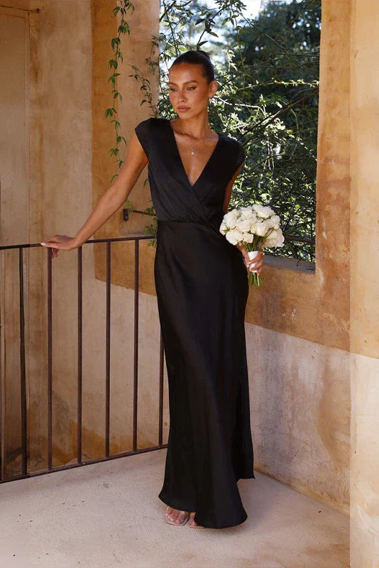 Victoria Statement Maxi Dress Black Elevated Occasion Wear