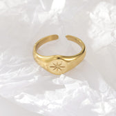 Titanium Steel Gold Plated Eight-Pointed Star Rings Gold / 6