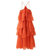 Chiffon One Shoulder Tiered Ruffle Maxi Gown 5