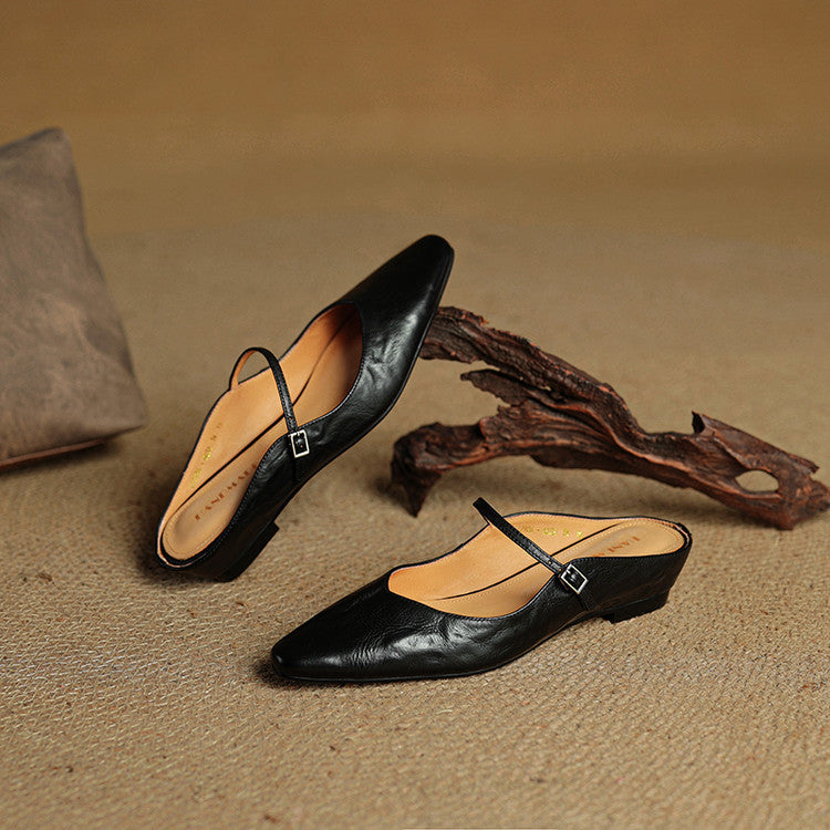 Pointed Toe Buckle Strap Mary Jane Flats