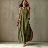 Sleeveless Tie Neck Pocket Maxi Dress 3