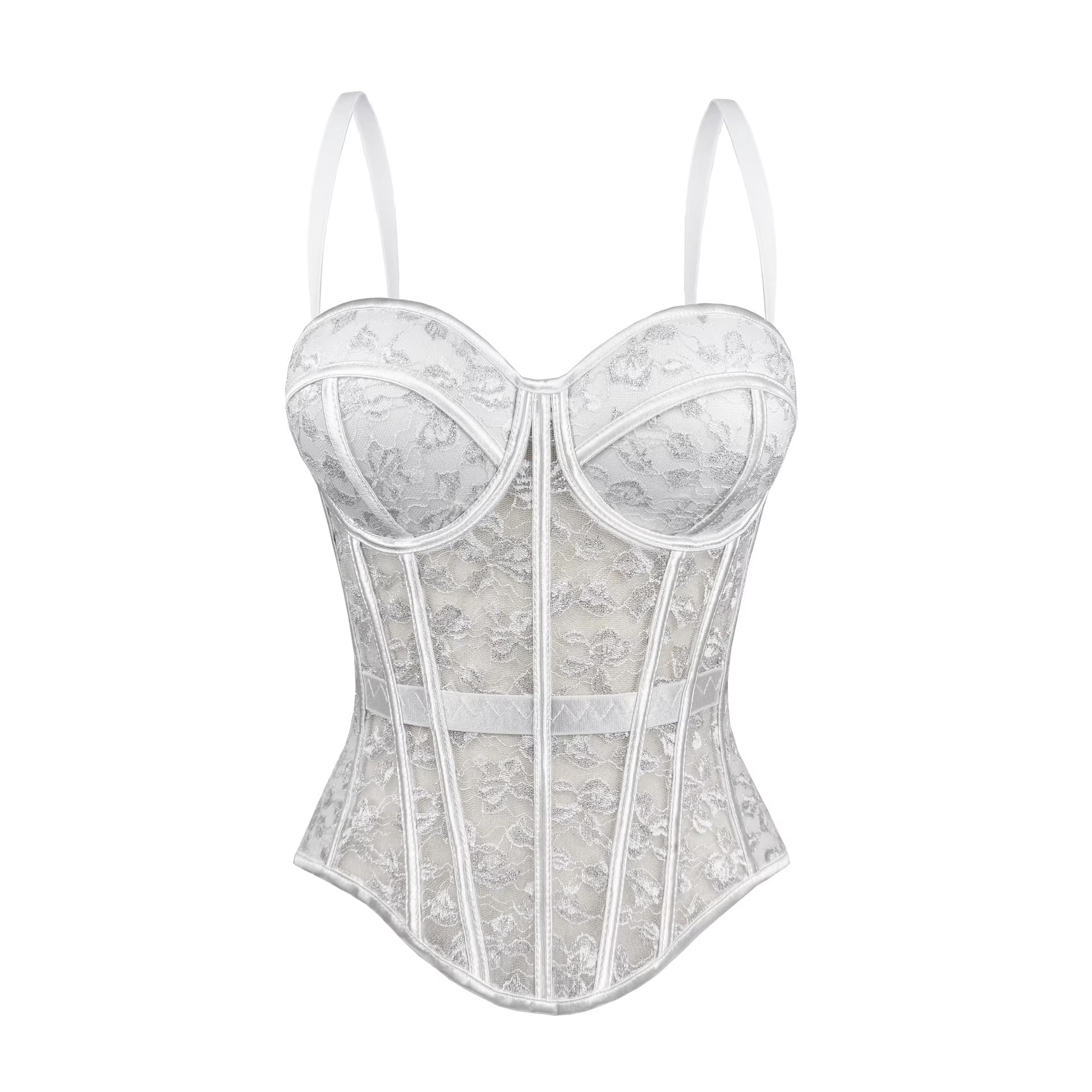 Sexy Lace Bra Underwear Spaghetti Strap Slip Women Outer Wear Body Shaping Push up Boning Corset Underwear