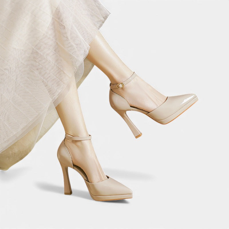 Pointed Toe Ankle Strap Platform Stiletto Pumps