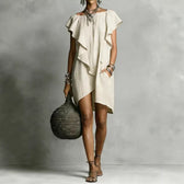 Short Sleeve Ruffle Asymmetric Mini Dress 4