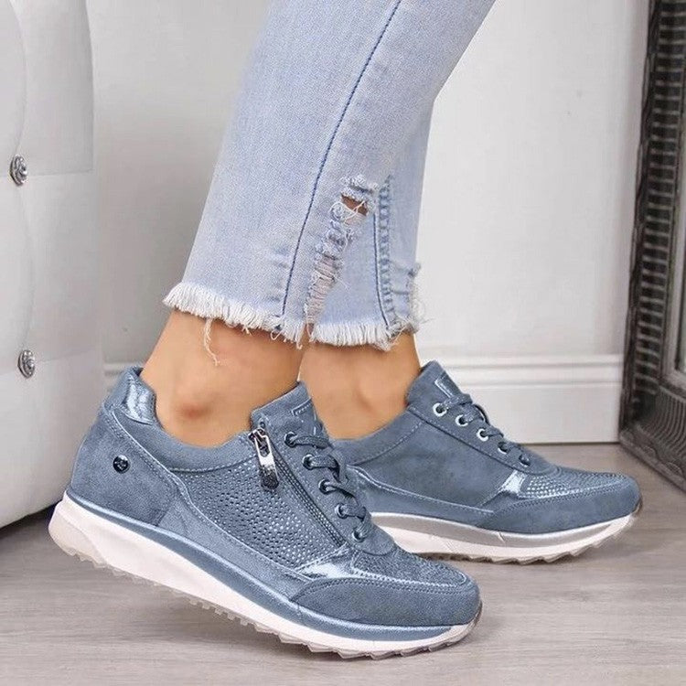Lace Up Side Zip Platform Sneakers