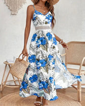 Floral Spaghetti Strap Cut Out High Split Maxi Dress 9