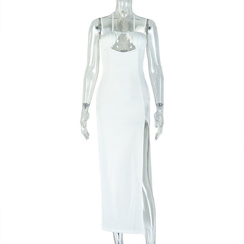 Spaghetti Strap Bust Cut Out High Split Bodycon Maxi Dress 5