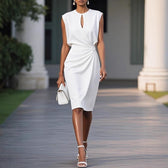 Keyhole Cut Out Ruched Bodycon Midi Dress Cocktail 3