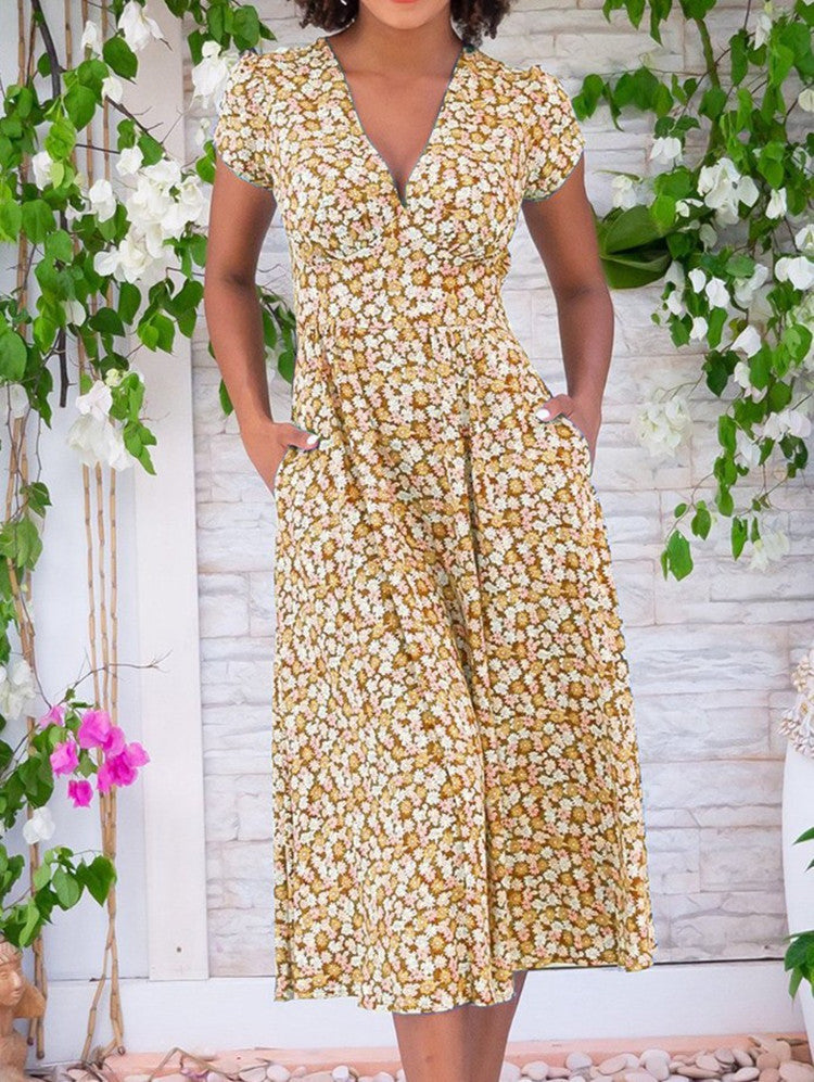 Gianna | Button-Front Midi Dress Yellow