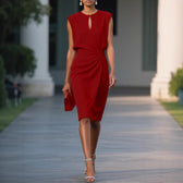 Keyhole Cut Out Ruched Bodycon Midi Dress Cocktail