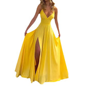 V-Neck Spaghetti Strap High Split Maxi Gown 5