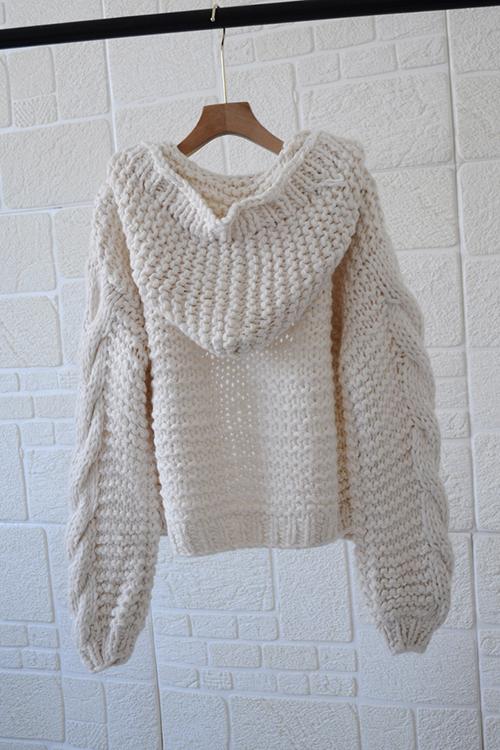 Knit Loose Hoodie Cardigan
