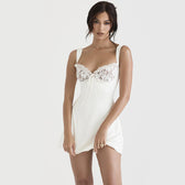 Love At First Sight Lace Satin Mini Dress 10