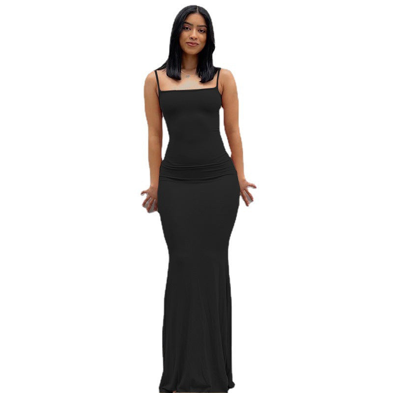 Scoop Neck Spaghetti Strap Bodycon Mermaid Maxi Dress 5