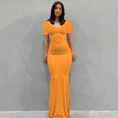 Scoop Neck Spaghetti Strap Bodycon Mermaid Maxi Dress 22