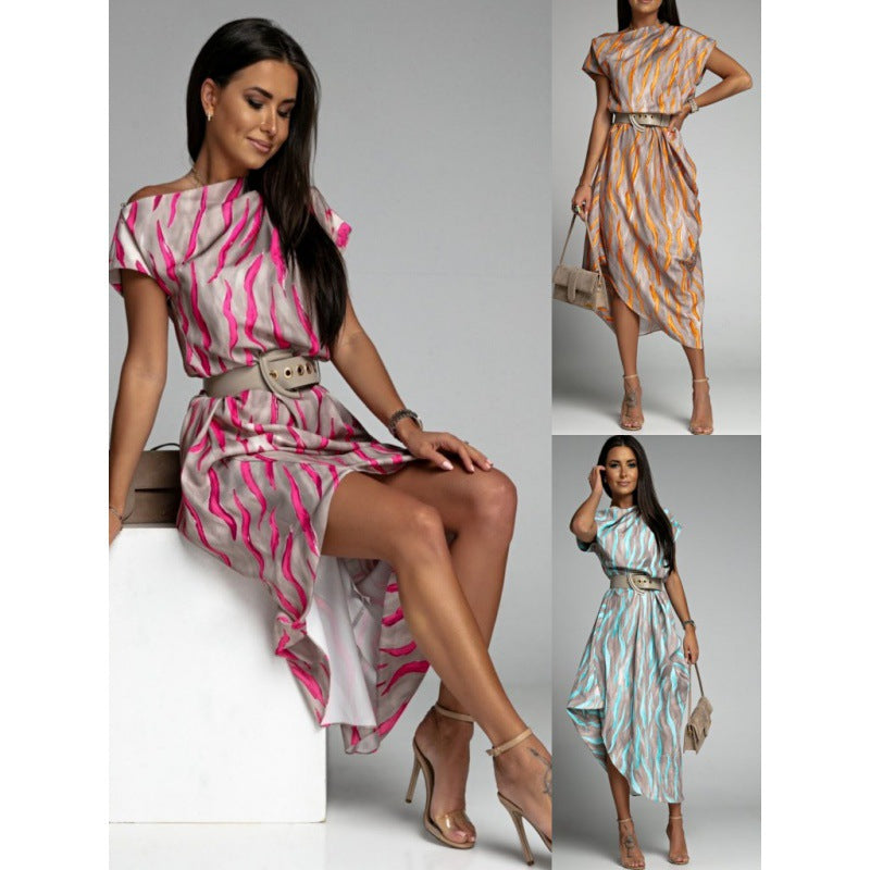 Elevated Zaida Women's Asymmetric Midi Dress with Unique Print Boutique Collection