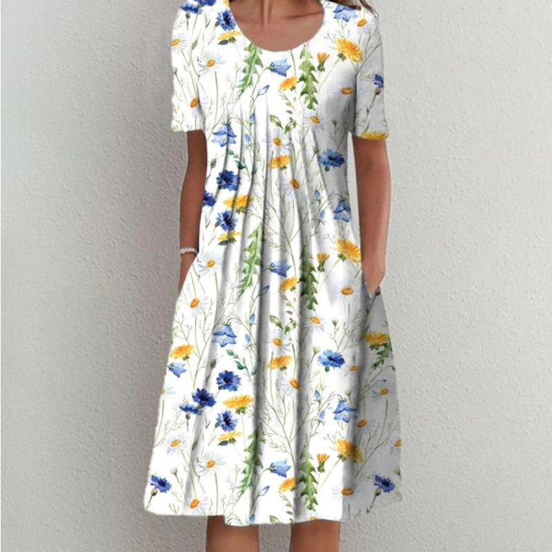 Jenni Statement Women's Bloom Midi Dress with Pleated Design Boutique Collection