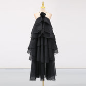 Chiffon One Shoulder Tiered Ruffle Maxi Gown 6