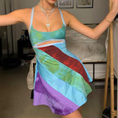 Tie Dye Spaghetti Strap Cut Out Bodycon Mini Dress 2