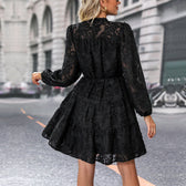 Textured Long Sleeve Button Front Tiered Mini Dress 4