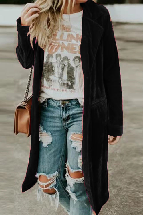 Velvet Pocket Long Coat
