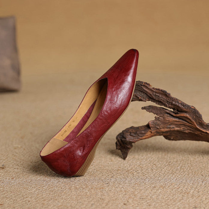 Pointed Toe V Cut Slip On Flats