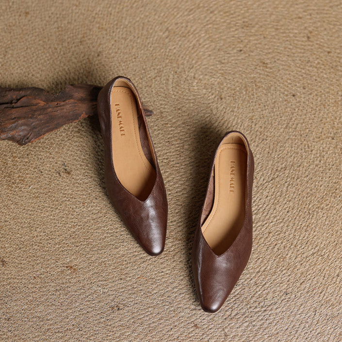 Pointed Toe V Cut Slip On Flats