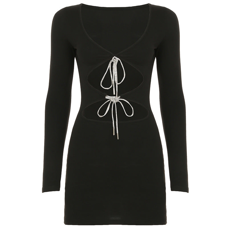 Outing Eye-catching Cut Out Black Bodycon Dress