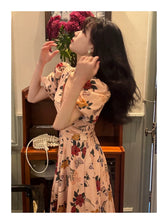 Floral V-Neck Puff Sleeve Fit and Flare Midi Dress 6