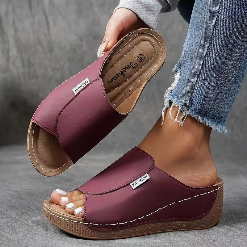 Open Toe Slip On Platform Wedge Slide Sandals 8