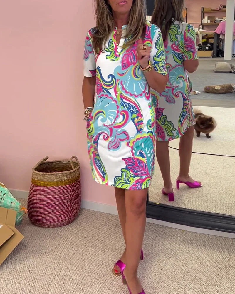 Nuria Aesthetic Colorful Patterned Summer Dress Designer Edit