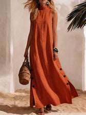 High Neck Sleeveless Side Slit Maxi Dress 9