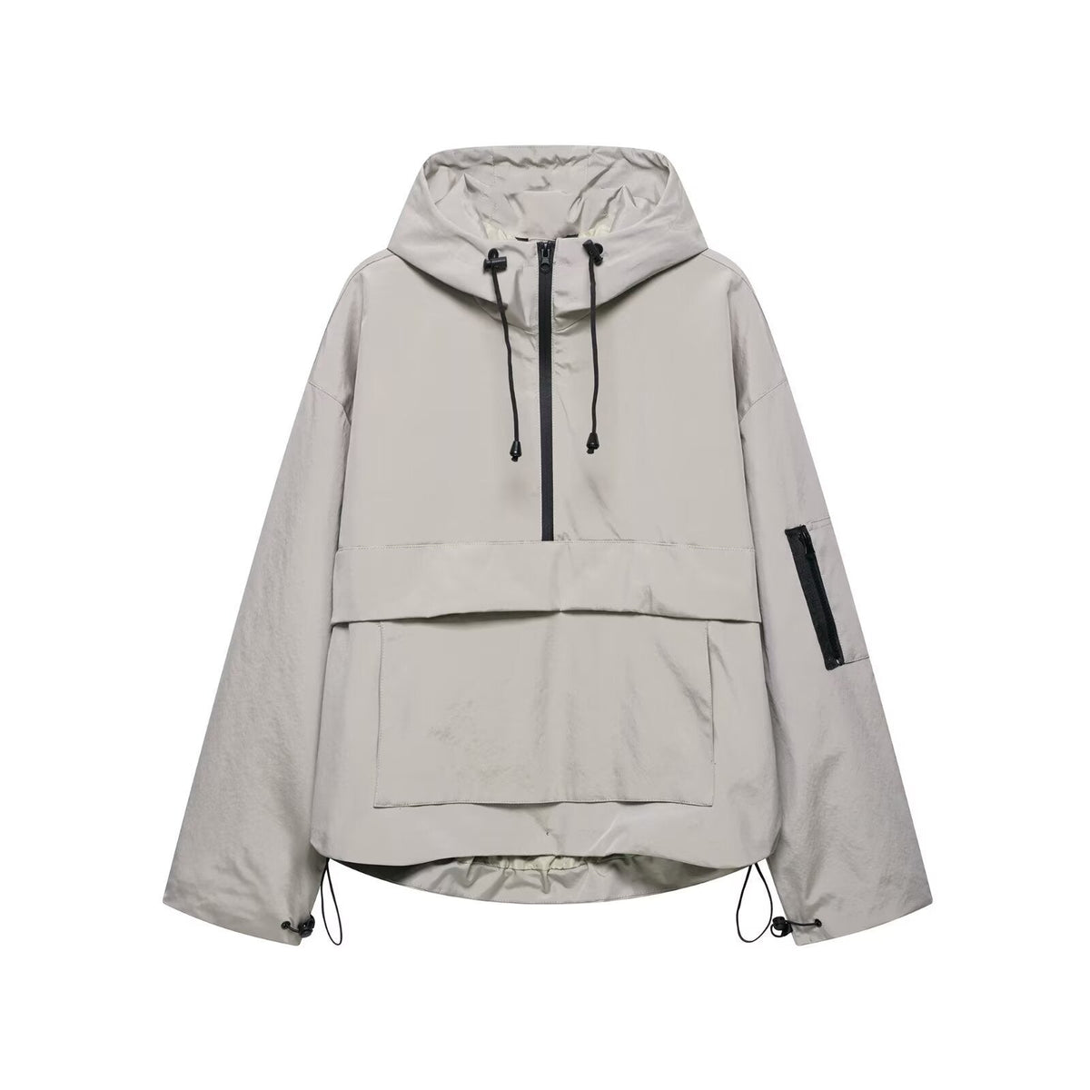 Hooded Half Zip Kangaroo Pocket Anorak Jacket 3