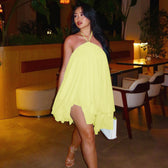 Halter Neck Backless Chiffon Flowy Tiered Mini Dress 2