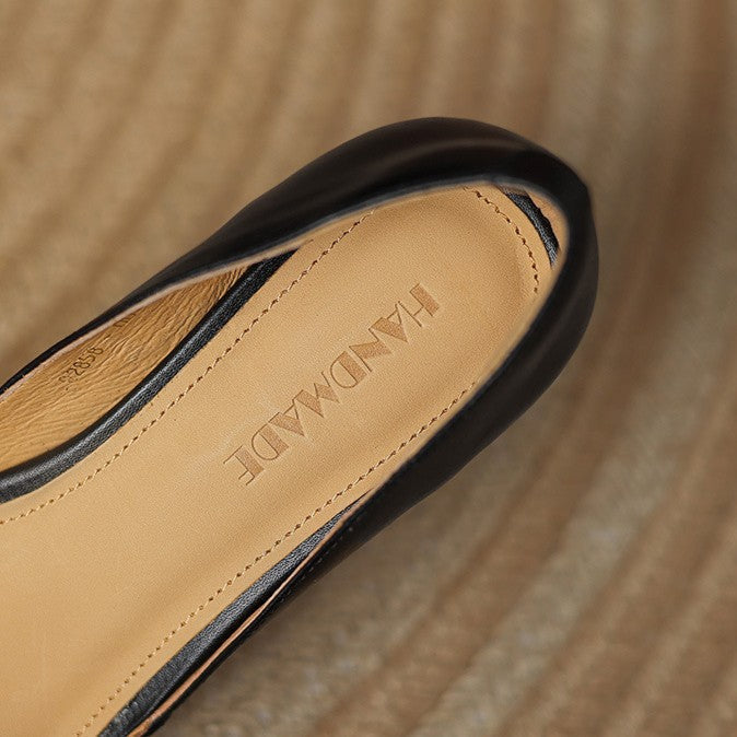 Pointed Toe Slip On Flared Kitten Heel Pumps
