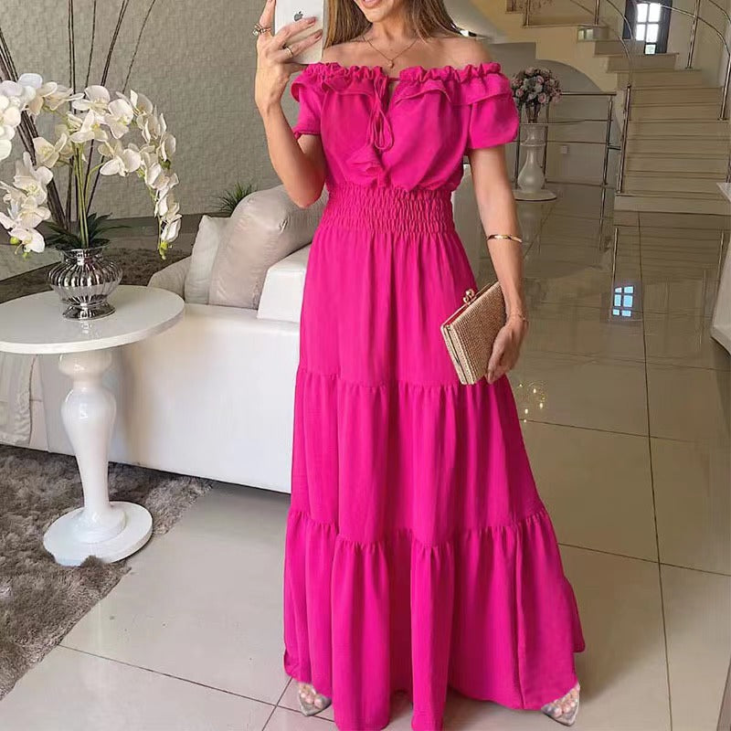 Off Shoulder Puff Sleeve Smocked Tiered Maxi Dress 7
