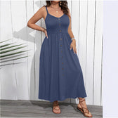 Spaghetti Strap Button Front Pocket Midi Dress 2