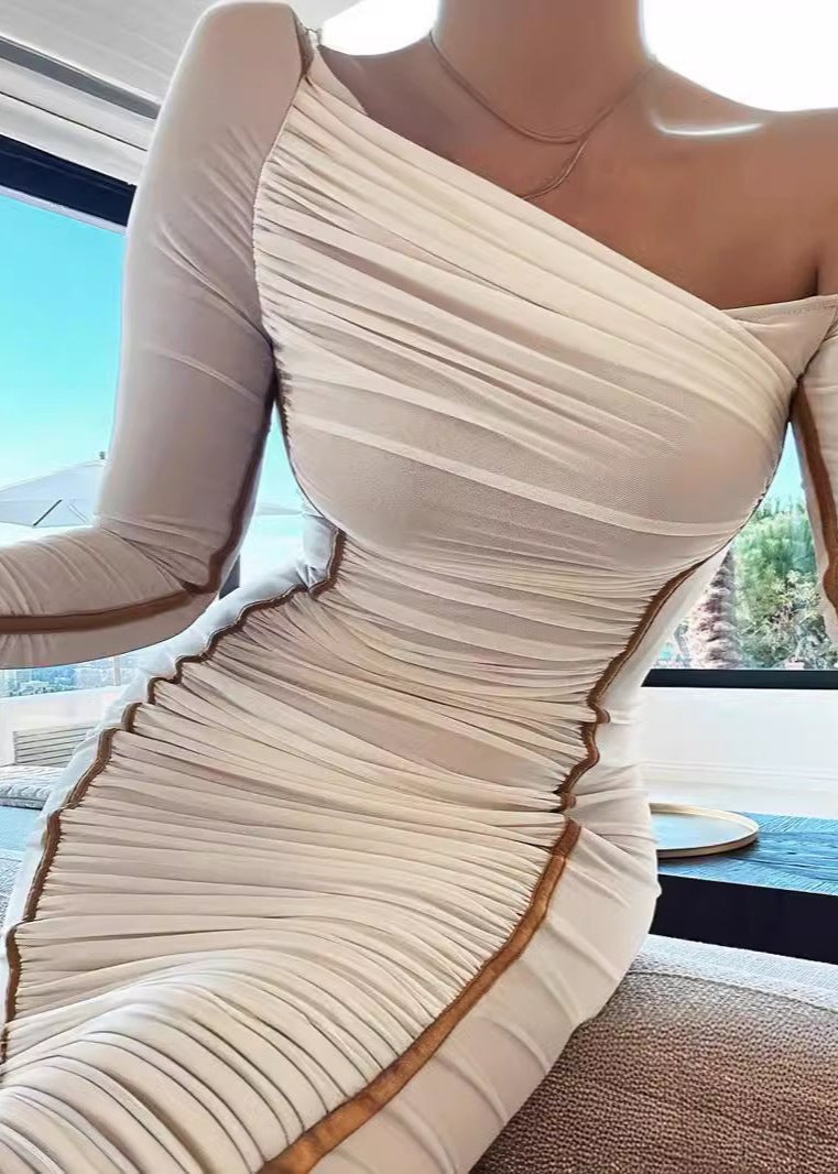 Asymmetrical Elegance Mesh Midi Dress 6