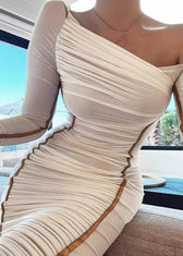 Asymmetrical Elegance Mesh Midi Dress 6