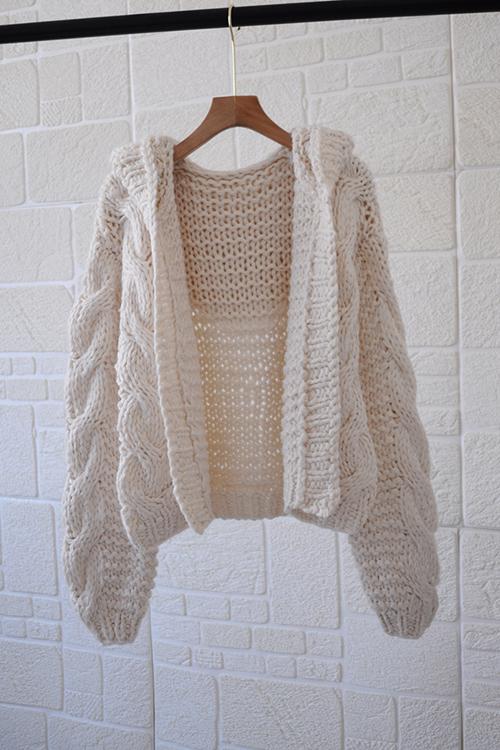Knit Loose Hoodie Cardigan