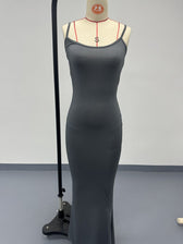 Scoop Neck Spaghetti Strap Bodycon Mermaid Maxi Dress 48