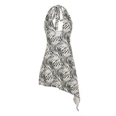 Zebra Print Plunge Halter Asymmetric Mini Dress