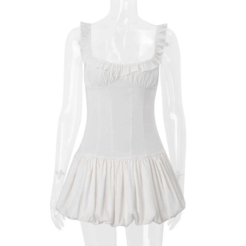 Ruffle Strap Sweetheart Corset Bodice Bubble Hem Mini Dress 2