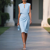 Keyhole Cut Out Ruched Bodycon Midi Dress Cocktail 2