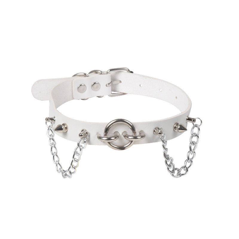 Personality Oring Rivet Chain PU Necklace
